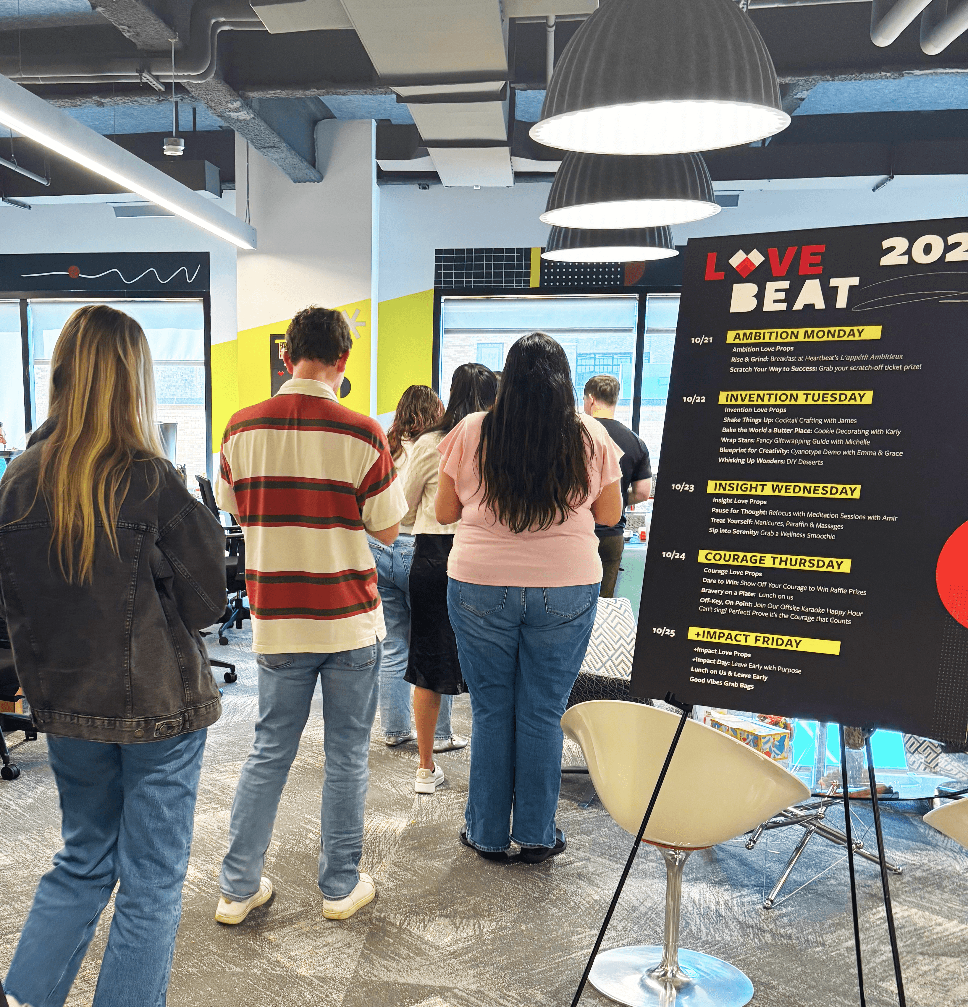 People in line for a Heartbeat employee appreciation event